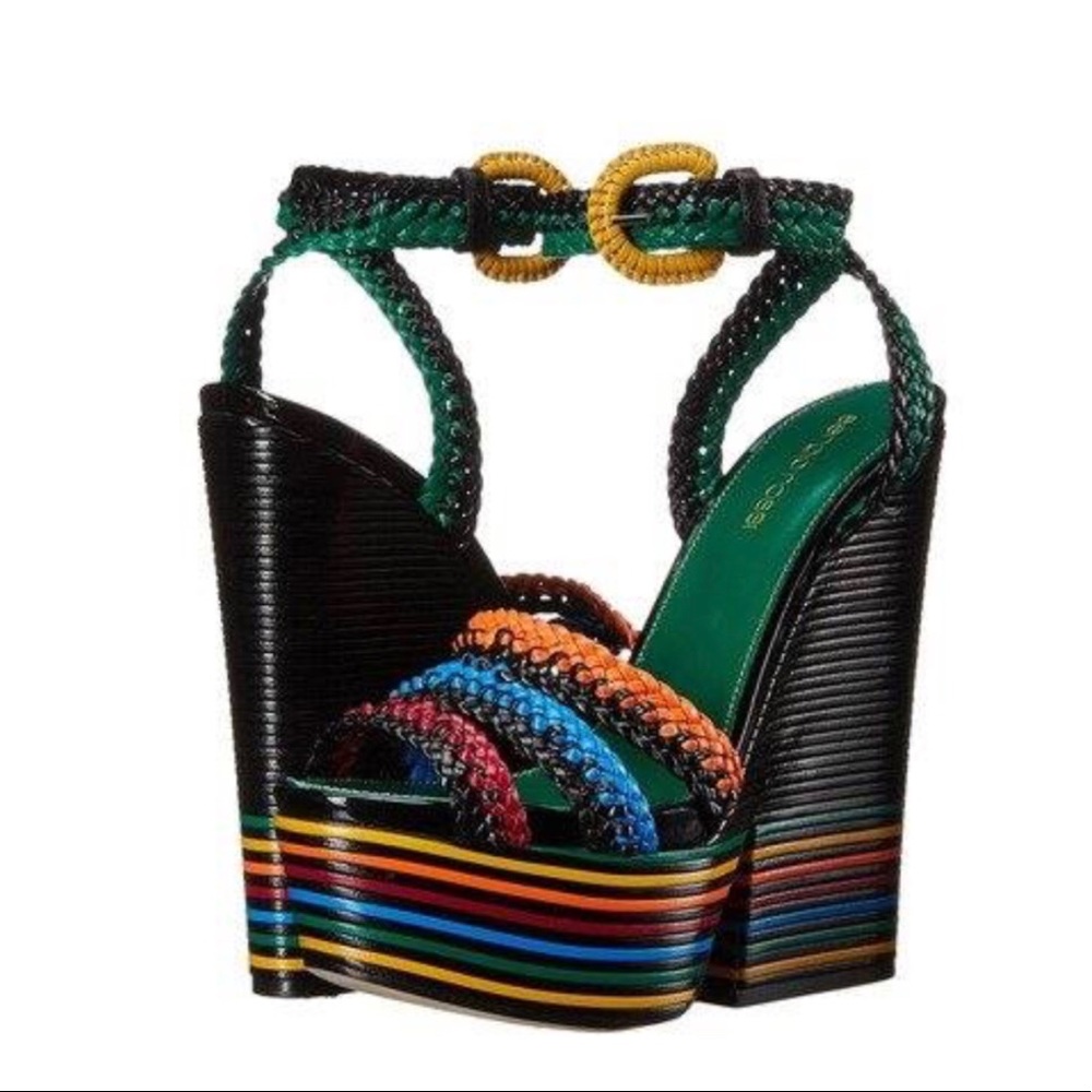 🔥 🔥 SERGIO  ROSSI LEATHER MULTI-COLORED PLATFORM